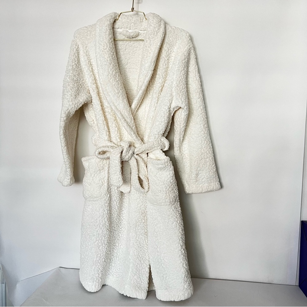 Ulta Beauty Sherpa Fleece Cozy Beige Robe Size L/XL With Pocket Removable Belt